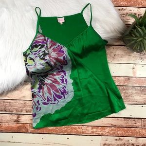 Parker green floral silk tank